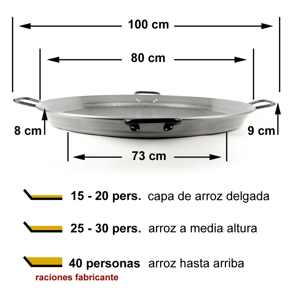 Paellera profesional 80cm 15 a 20 personas