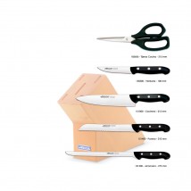 Taco de cuchillos con tijeras, pelador, cuchillo pan, cebollero y jamonero - Serie Maitre Arcos
