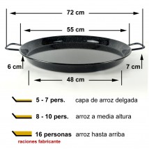 Dimensiones de una paella esmaltada de 55cm con 2 divisiones multigusto