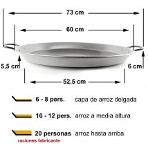Paella de acero pulido 60cm - 9 o 12 personas
