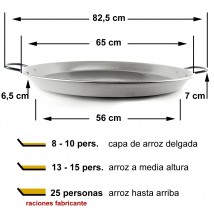 Paellera de acero pulido 65cm 10 a 13 platos