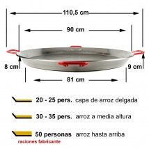Paella de hierro 90cm 20 a 30 personas
