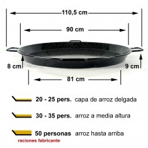 Paellera esmaltada 90cm de 20 a 30 platos