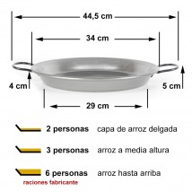 Paella para 2, 3 o 6 personas según la capa de arroz